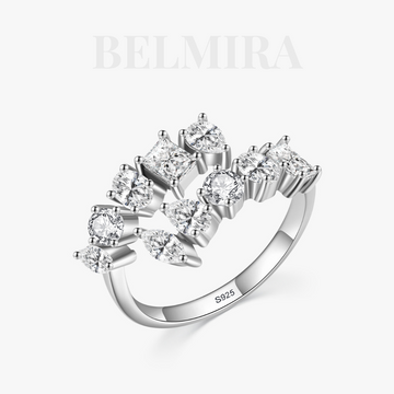 Anel Belmira Elegância Brilhante – Prata 925 com Zircônias, Design Ajustável e Sofisticado