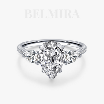 Anel Belmira Lóriane – Prata 925 com Pedra em Gota e Zircônias Elegantes