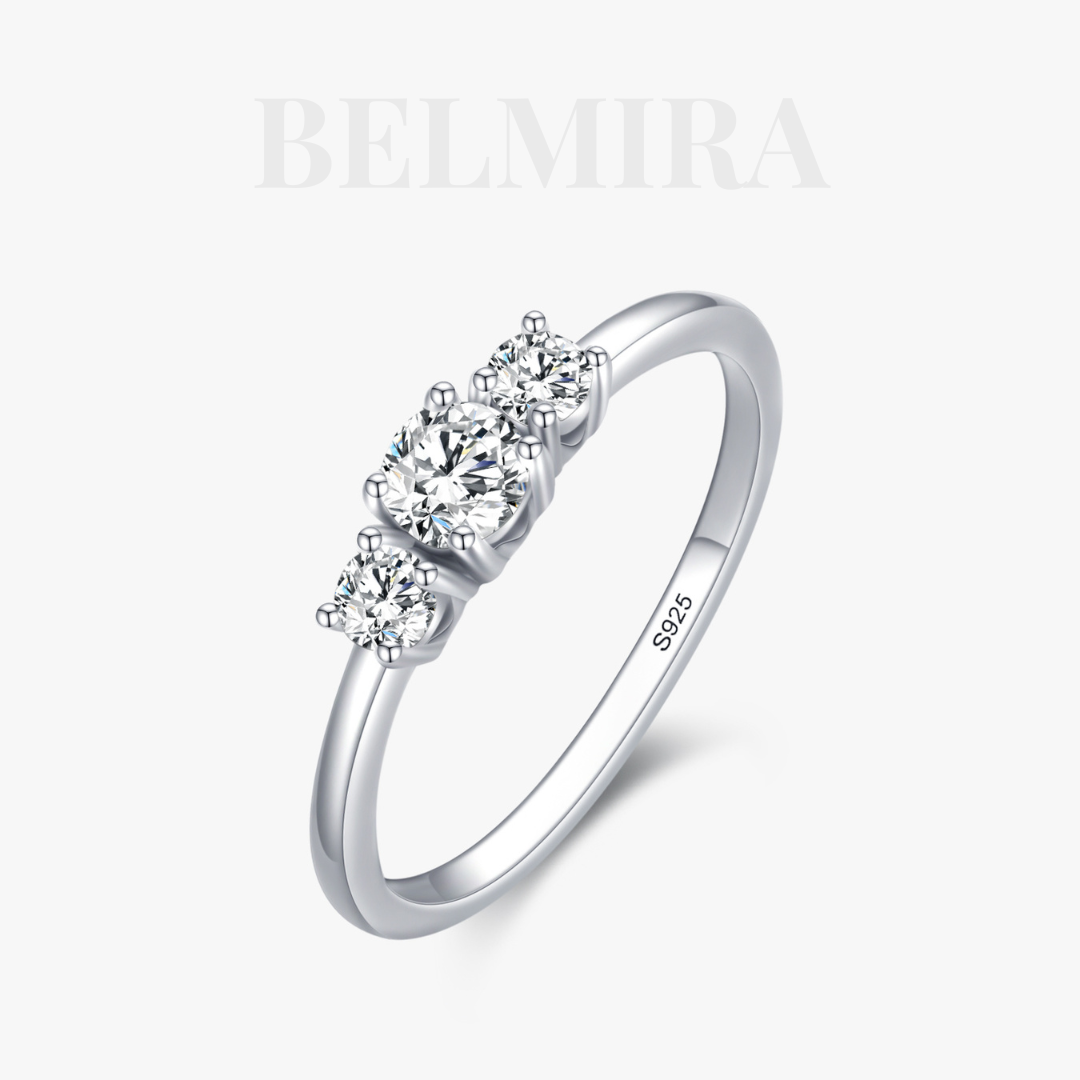 Anel BELMIRA Trilogia - Prata 925 com 3 Zircônias Centrais