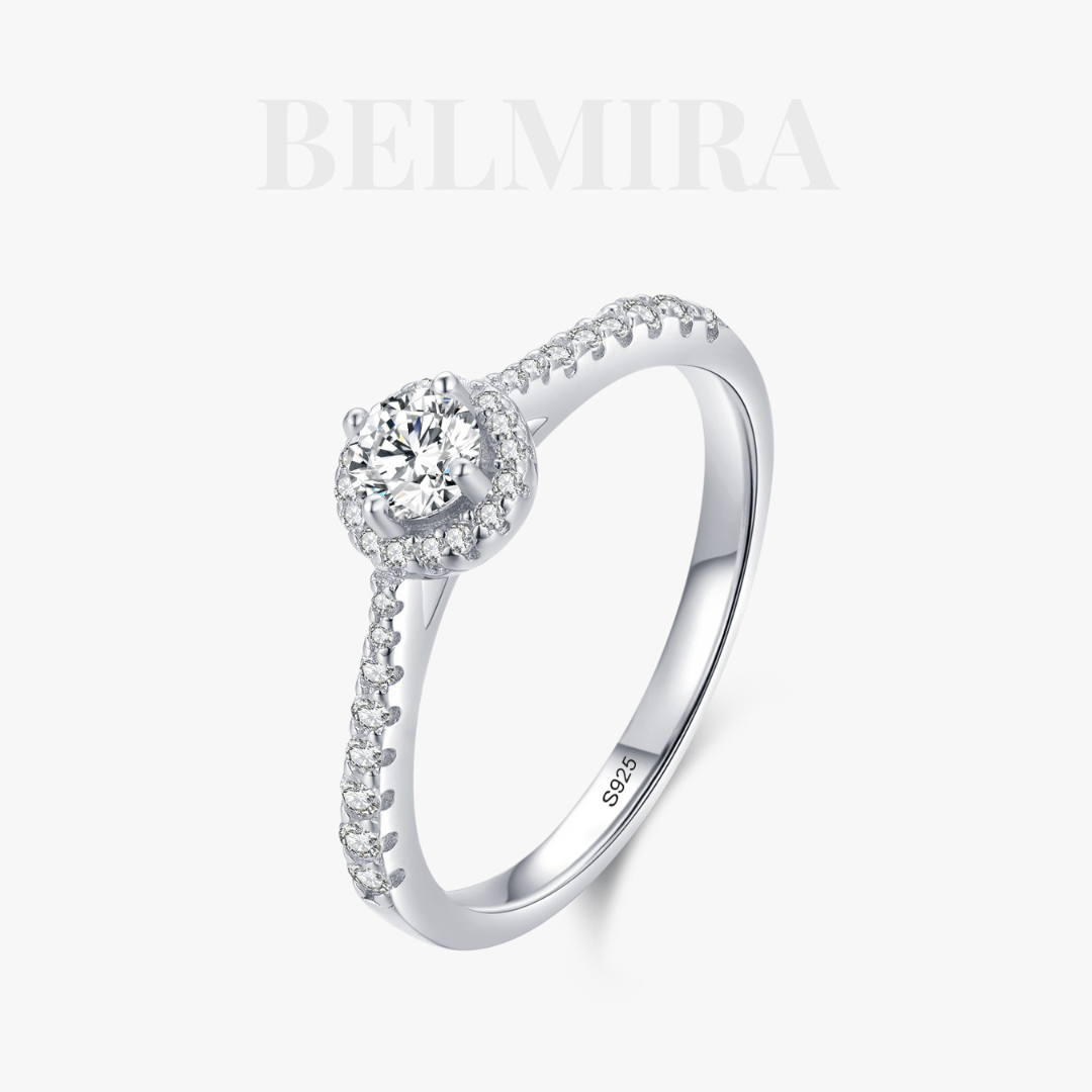 Anel BELMIRA Essência Clássica - Prata 925 com Zircônia Redonda Cravejada