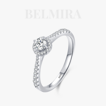 Anel BELMIRA Essência Clássica - Prata 925 com Zircônia Redonda Cravejada