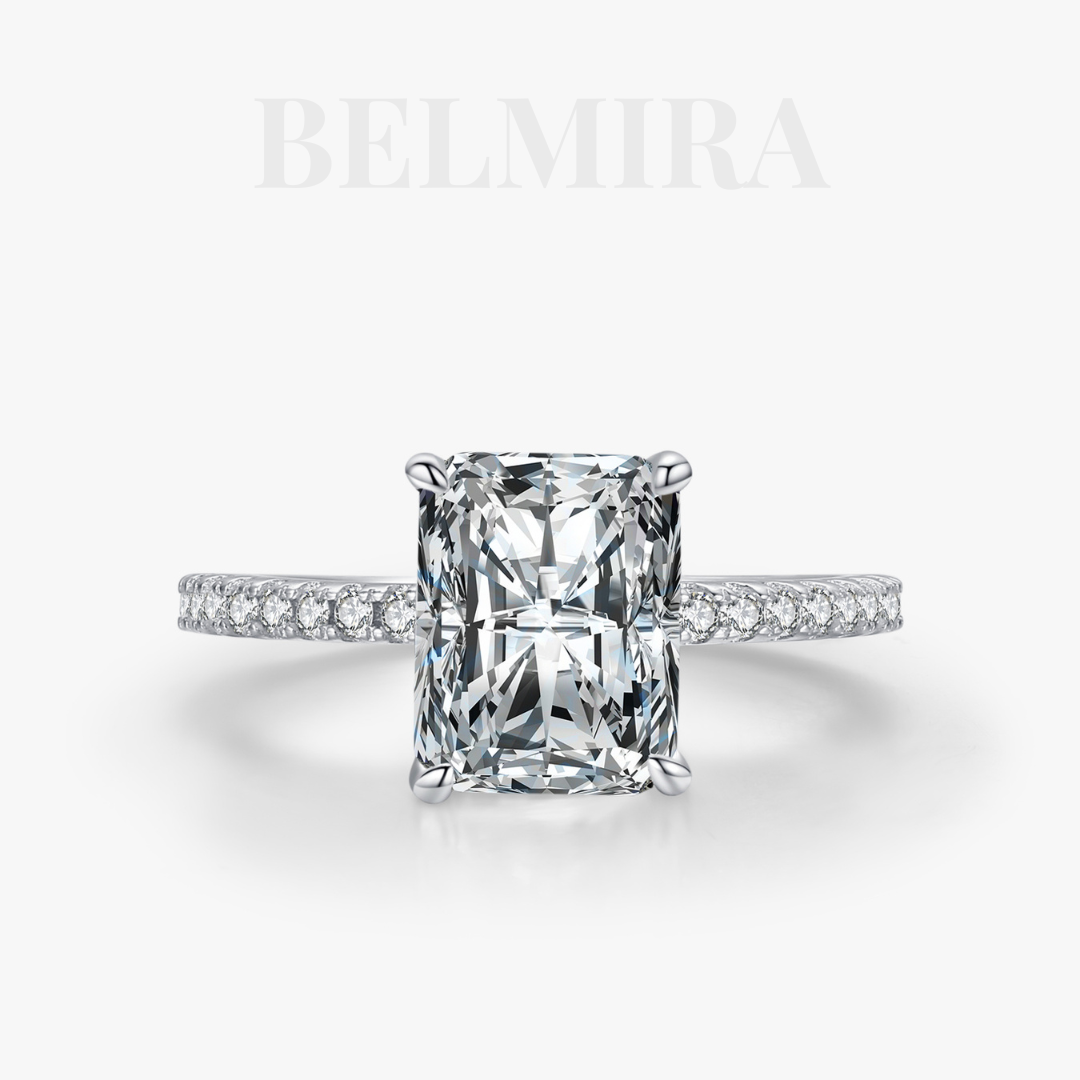 Anel Belmira Aurora Imperial – Pedra Retangular em Zircônia 5A, Prata 925, Elegância Clássica