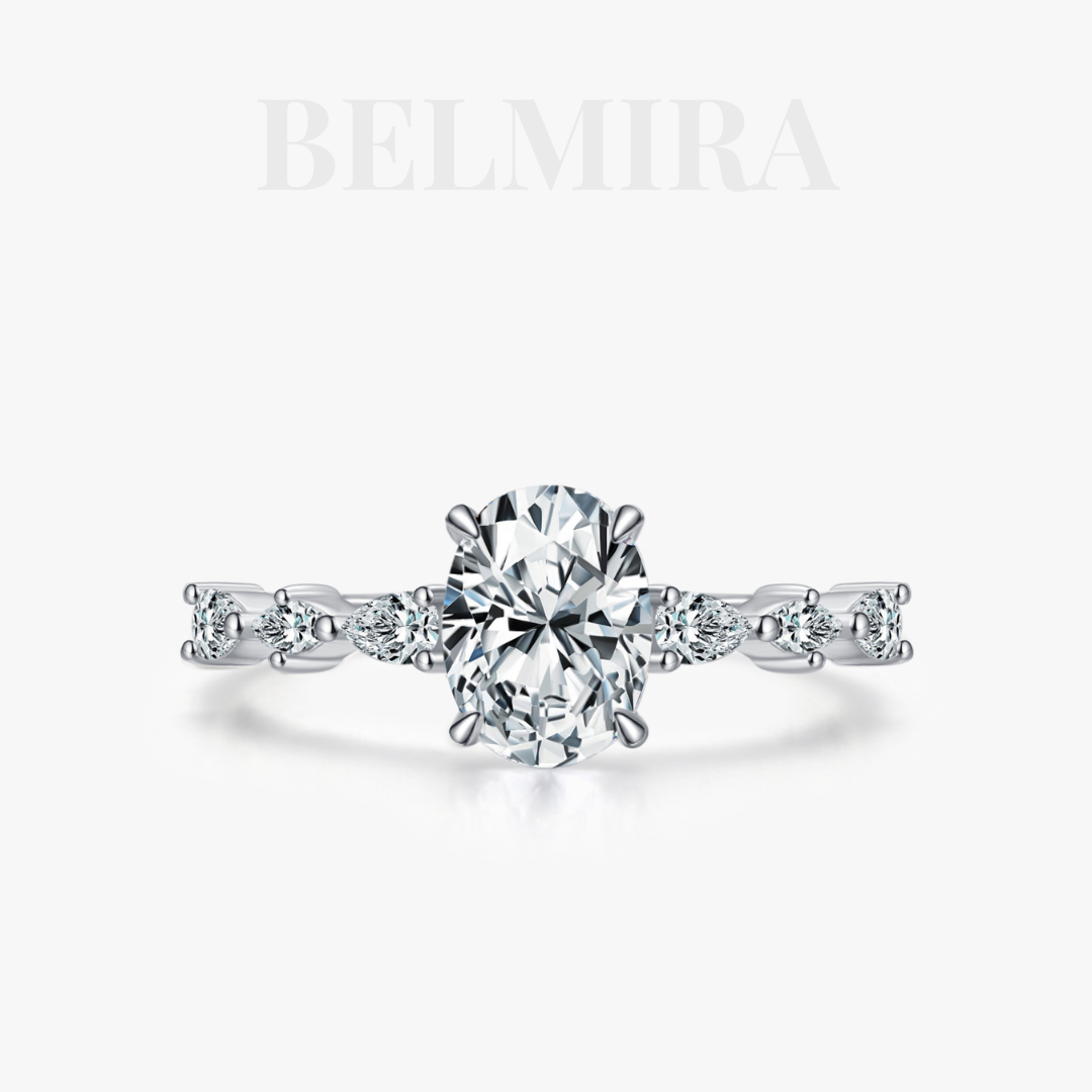 Anel Belmira Lucenza – Prata 925 com Pedra Oval e Detalhes em Zircônia